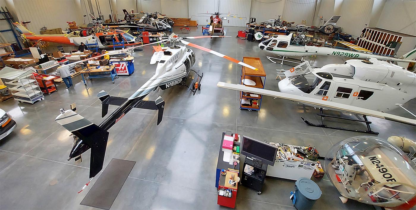 Full Hangar at Helicopter Specialties low res